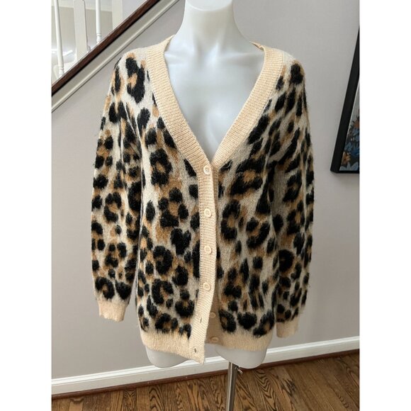 Moschino Sweaters - BOUTIQUE MOSCHINO Leopard Print Mohair Virgin Wool Cardigan Size 6 / 40